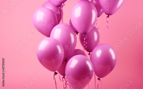 Pink balloons on pink background. AI, Generative AI