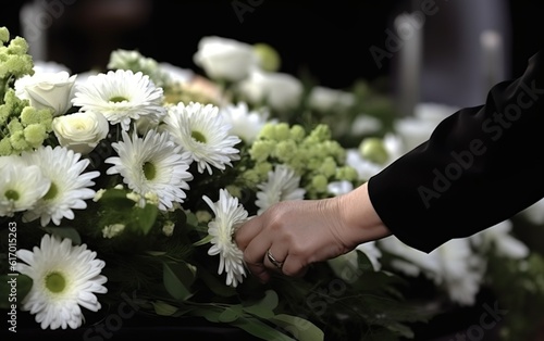 A woman holding flowers in hand. AI, Generative AI