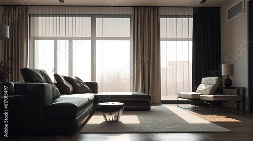 living room, modern interior design. generated ai © nuruddean