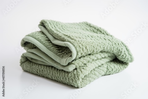 Green clean soft rag for cleaning on a white background.