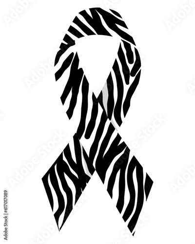 Zebra print ribbon for Rare disease day in flat vector design.