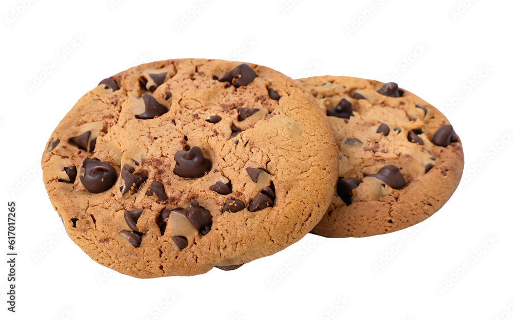 Chocolate chip cookie isolated on white and transparent background, png Chocolate chip cookie isolated on white and transparent background, png