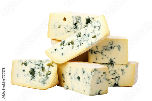 Blue cheese ,transparent background (PNG), Generative AI. 