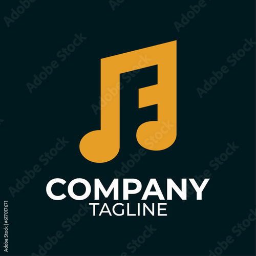 Letter F is the initial Music-based alphabet icon vector logo. Music Note Vector Logo Template.