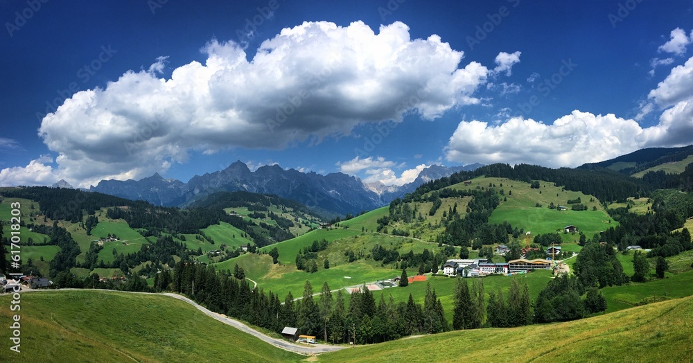 Landscape with mountains and sky in Maria Alm, Austria, July 2018
