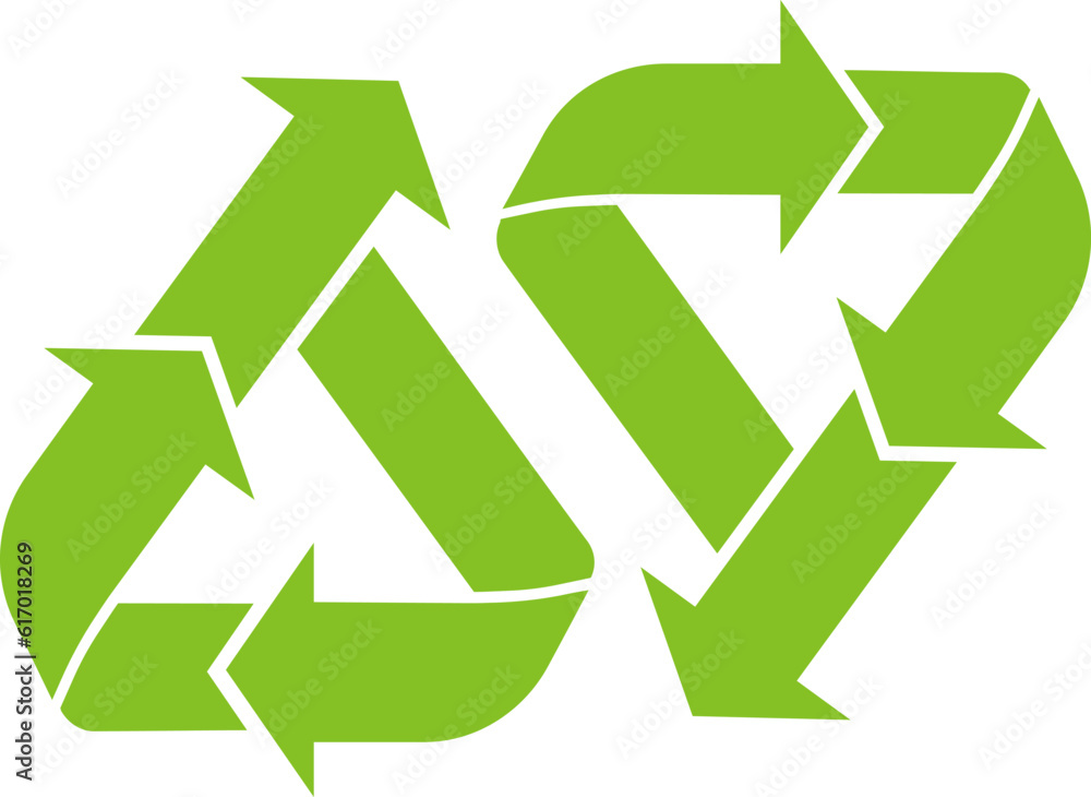 Light green Upcycle and Downcycle symbols. Light green Upcycle and Downcycle symbols.
