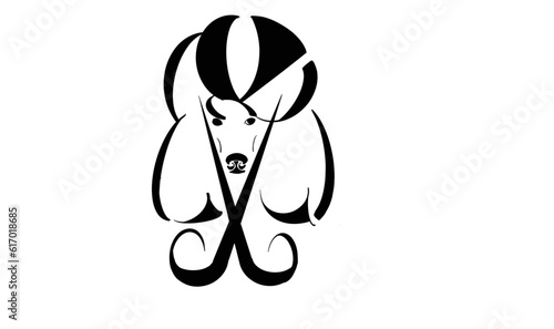 vector of a dog with scissors 