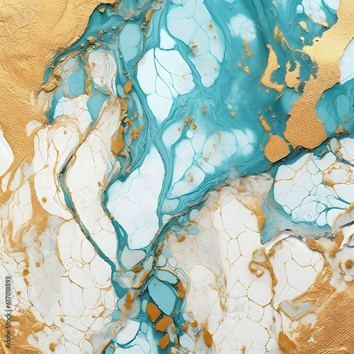 Luxury Marble Digital Art - Turquoise Marble with Gold, Background 4K Quality, JPEG 