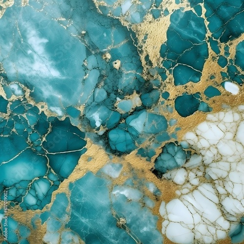 Luxury Marble Digital Art - Turquoise Marble with Gold, Background 4K Quality, JPEG © iMedia