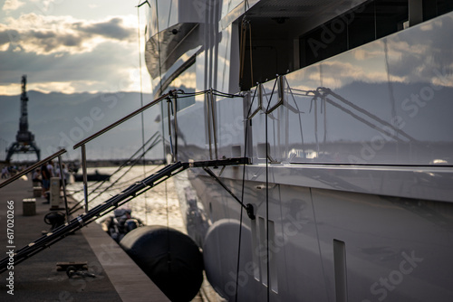 Luxury yacht, detail, northern Mediterranean