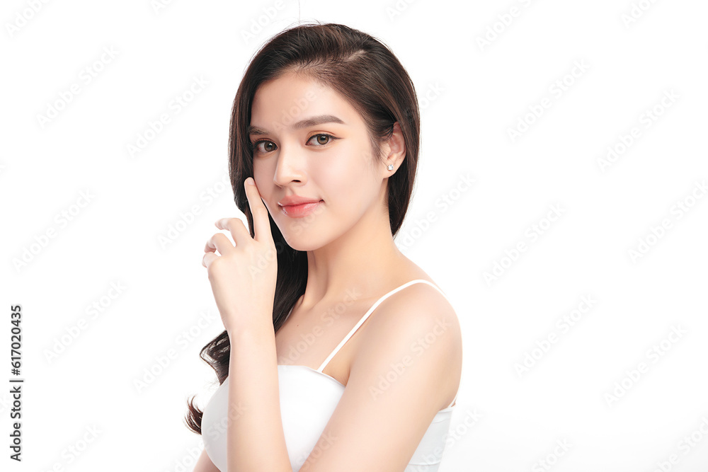 Beautiful young asian woman with clean fresh skin on white background, Face care, Facial treatment, Cosmetology, beauty and spa, Asian women portrait. Beautiful young asian woman with clean fresh skin on white background, Face care, Facial treatment, Cosmetology, beauty and spa, Asian women portrait.