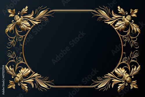 Vintage inspired Golden Frame on a Black Background Isolated. Generative AI illustrations photo