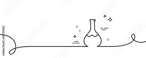 Chemistry lab line icon. Continuous one line with curl. Laboratory flask sign. Analysis symbol. Chemistry lab single outline ribbon. Loop curve pattern. Vector