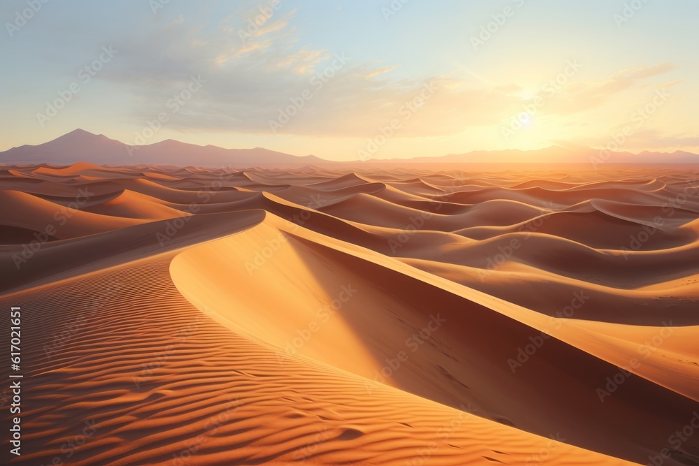 A vast desert landscape with sand dunes.