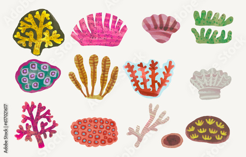 Coral reef. watercolor painting vector illustration. sea and summer.