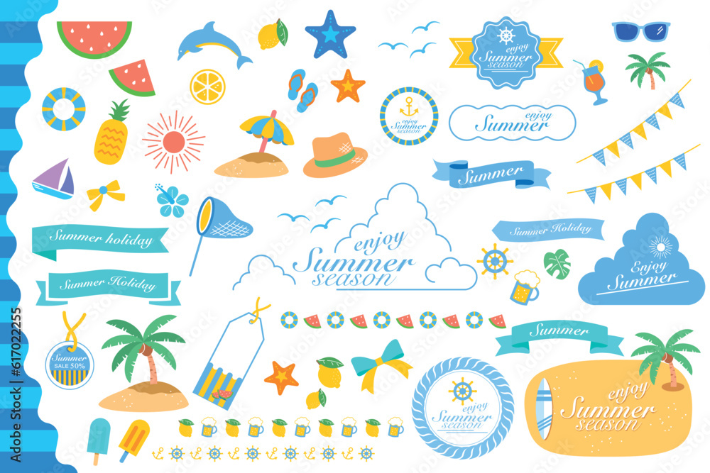 Summer stuff set. Isolated items on white background. Summer stuff set. Isolated items on white background.