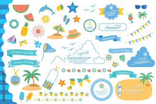 Summer stuff set. Isolated items on white background.