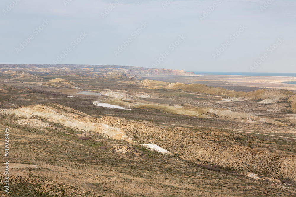 white deposits on mountain of uzbekistan