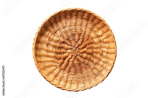 Woven Rattan Plate With Natural Texture And Bohemian Charm On Isolated Transparent Background, Png. Generative AI