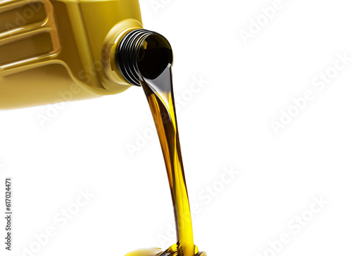 Valokuva Pouring oil lubricant motor oil isolated on white and transparent background, pn