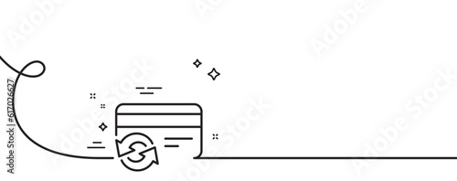 Change credit card line icon. Continuous one line with curl. Payment method sign. Change card single outline ribbon. Loop curve pattern. Vector