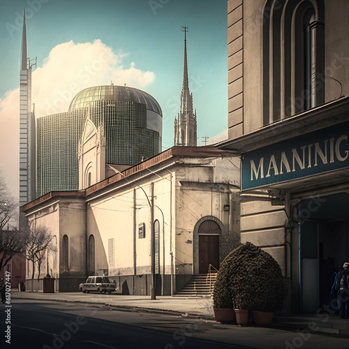 ancinet and modern Milano urban landscape  photo