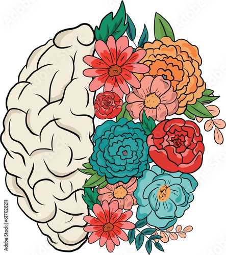 Human Brain Boho Floral Wild Flower