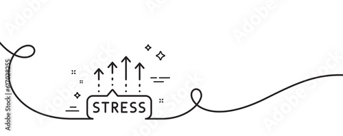 Stress grows line icon. Continuous one line with curl. Anxiety depression chat sign. Mental health symbol. Stress grows single outline ribbon. Loop curve pattern. Vector