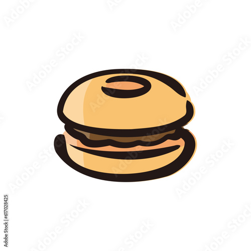 Monaka - Japanese dessert and sweets icon/illustration (Hand-drawn line, colored version)