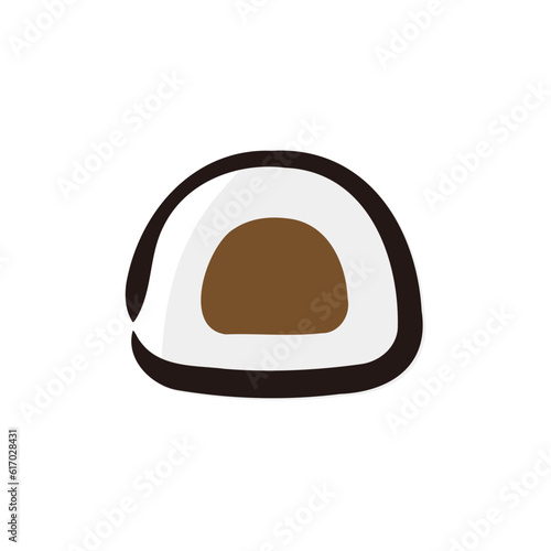 Daifuku - Japanese dessert and sweets icon/illustration (Hand-drawn line, colored version)