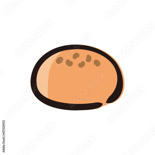Anpan - Japanese dessert and sweets icon/illustration (Hand-drawn line, colored version)