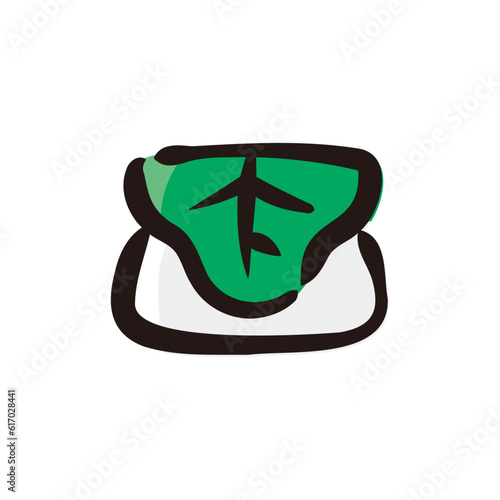 Kashiwa mochi - Japanese dessert and sweets icon/illustration (Hand-drawn line, colored version)