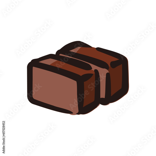 Yokan - Japanese dessert and sweets icon/illustration (Hand-drawn line, colored version)