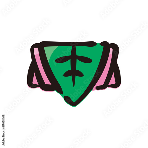 Sakuramochi - Japanese dessert and sweets icon/illustration (Hand-drawn line, colored version)