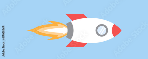 rocket spaceship cartoon with fire power boost