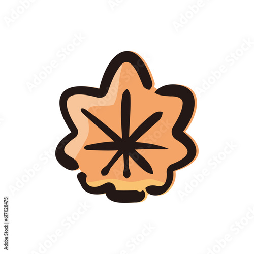 Momiji manju - Japanese dessert and sweets icon/illustration (Hand-drawn line, colored version)