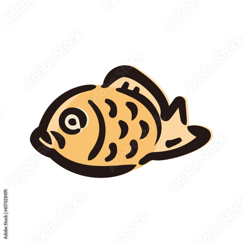 Taiyaki - Japanese dessert and sweets icon/illustration (Hand-drawn line, colored version)