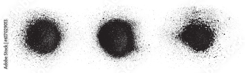 Grunge circle texture effect set. Distressed overlay rough textured. Abstract vintage monochrome. Black isolated on white background. Graphic design halftone style concept for banner, flyer, etc