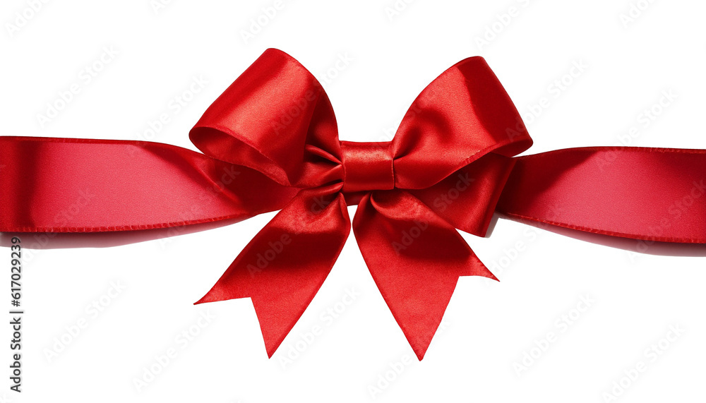 Red ribbon with bow isolated on white background Red ribbon with bow isolated on white background