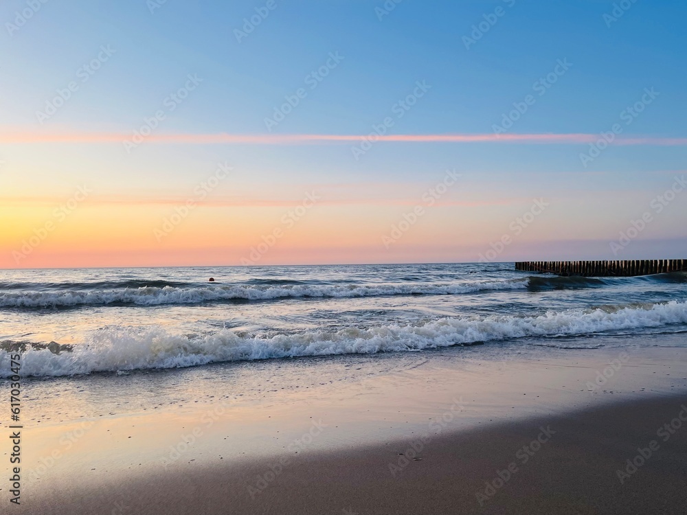 beautiful tender twilights at the sea, evening sea background, natural colors