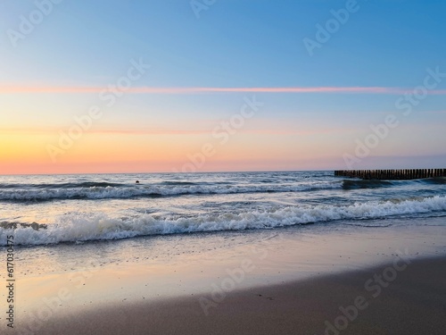 beautiful tender twilights at the sea  evening sea background  natural colors