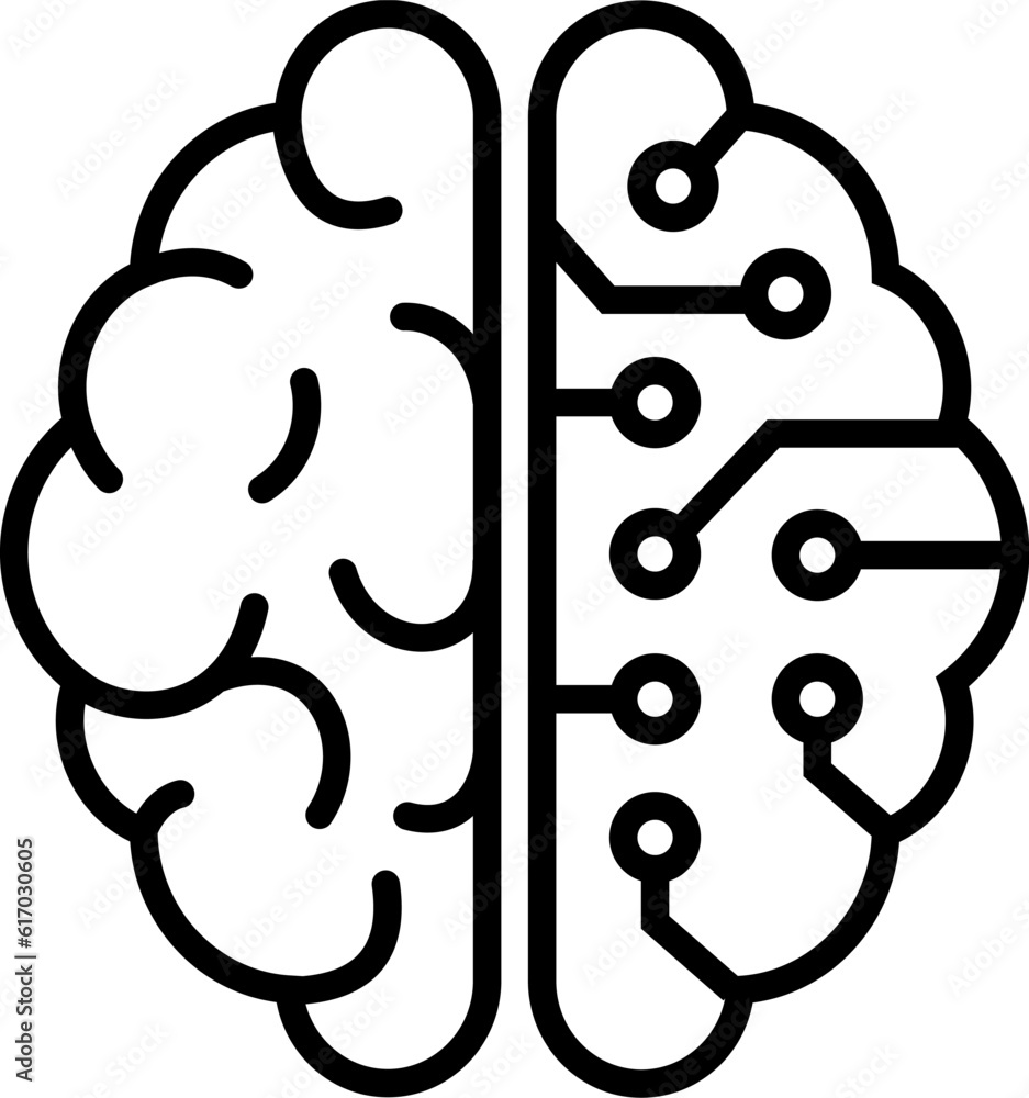 Icon of the human brain and cyber brain. Icon of the human brain and cyber brain.
