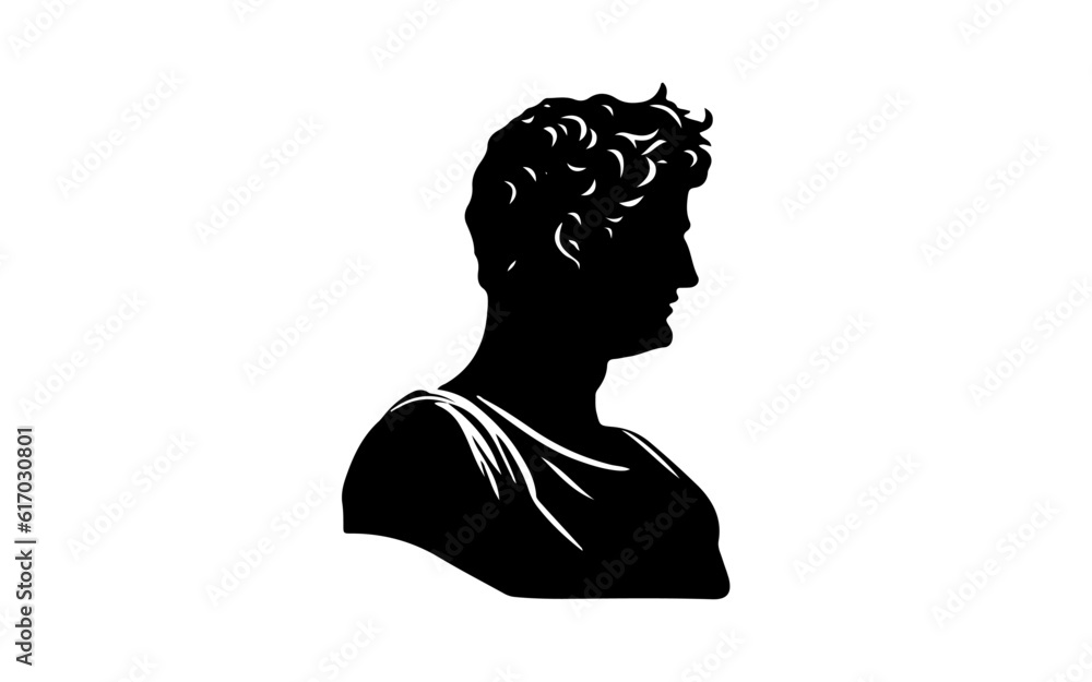 Roman statue shape isolated illustration with black and white style for template.