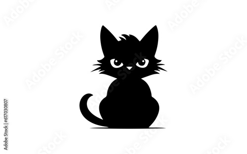Angry cat shape isolated illustration with black and white style for template.