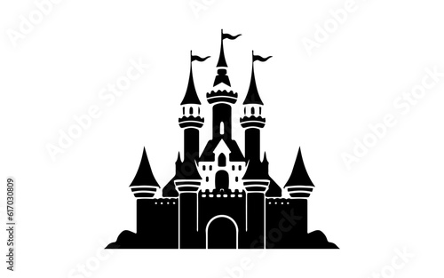 Castel shape isolated illustration with black and white style for template. photo