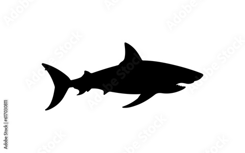 Silhouette of shark shape isolated illustration with black and white style for template.