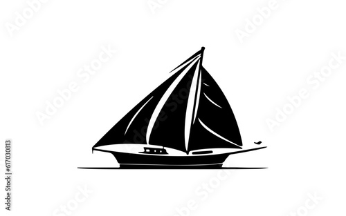 Sailing boat shape isolated illustration with black and white style for template.