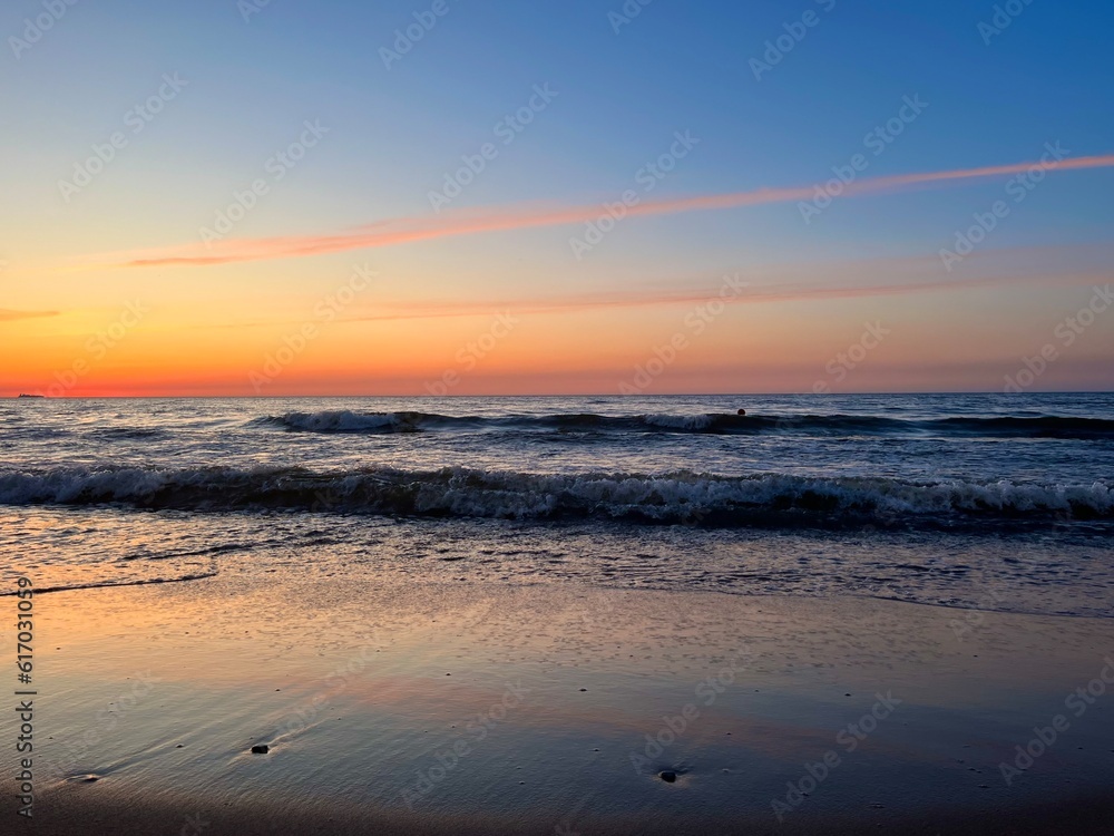 beautiful tender twilights at the sea, evening sea background, natural colors