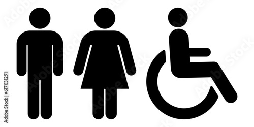 Men, woman and disable silhouette icons