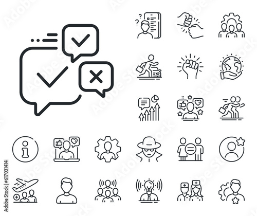Internet vote sign. Specialist, doctor and job competition outline icons. Online voting line icon. Web election symbol. Online voting line sign. Avatar placeholder, spy headshot icon. Vector